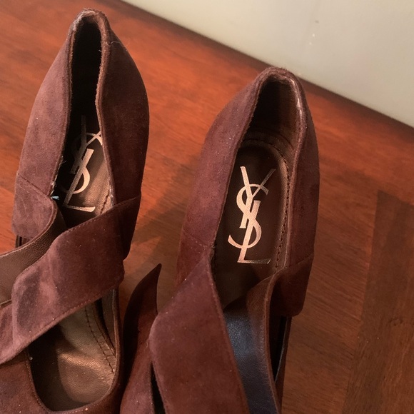 YSL PLATFORM PUMPS.    BROWN SUEDE. Size 9 - Picture 2 of 6